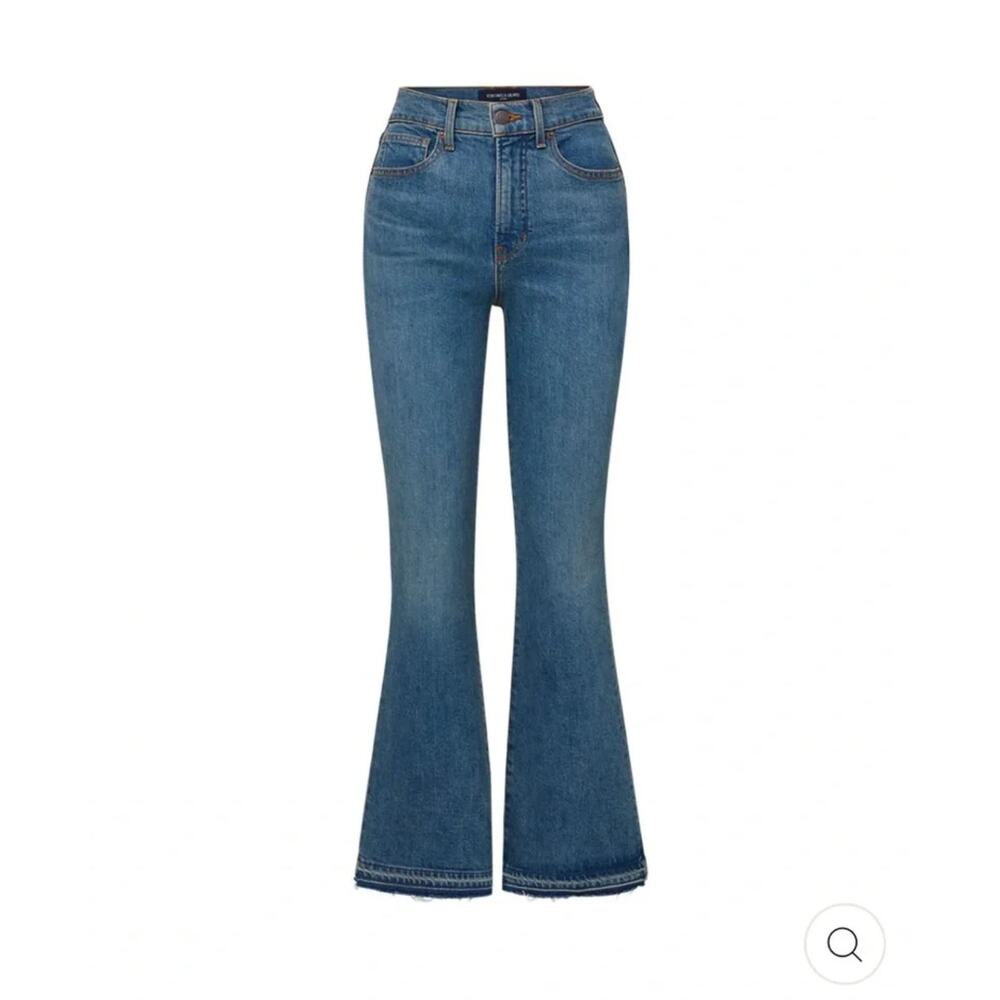 Veronica Beard Carson Ankle Flare Jeans US 26 Blue Denim Let Down Frayed Hem - Picture 11 of 11